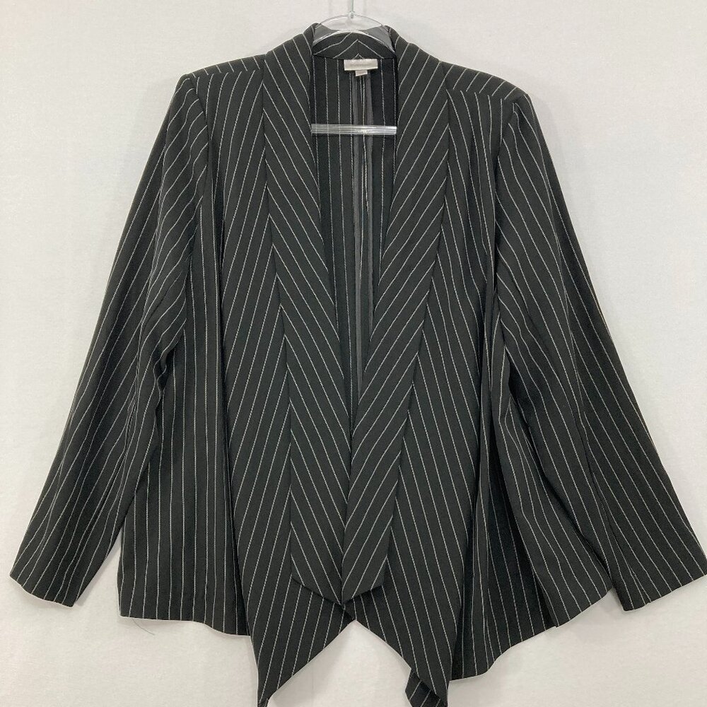 Avenue size 18/20 Black Pinstriped Open Front Preppy Office Career Jacket